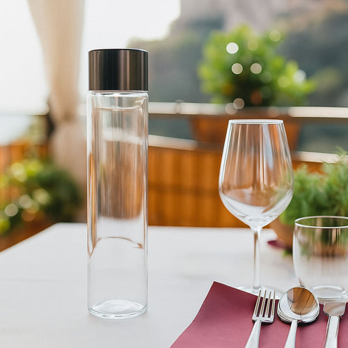 75 cl - Bottiglia Acqua Cilindrica In Vetro con Tappo a Vite - Set 6 Pz