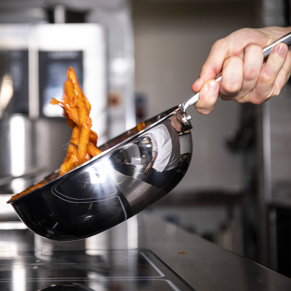 Collection of Agnelli professional pots and frying pans