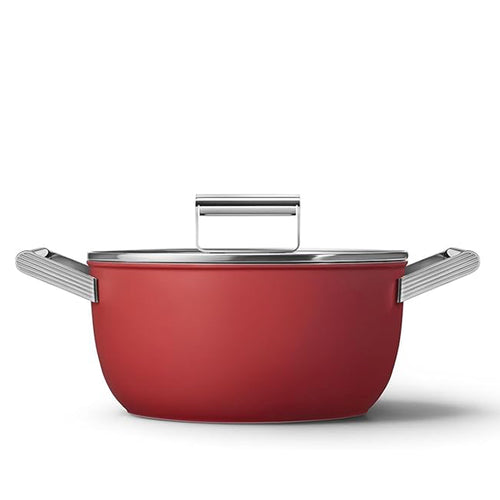 Smeg Cookware 50's Style Casseruola Alta Antiaderente Con Coperchio In Alluminio
