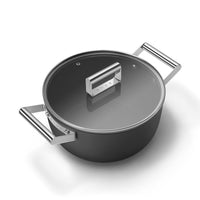 24 cm - Smeg Cookware Casseruola Alta Antiaderente Ceramico In Alluminio Con Coperchio