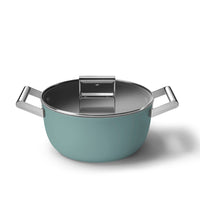 24 cm - Smeg Cookware Casseruola Alta Antiaderente Ceramico In Alluminio Con Coperchio