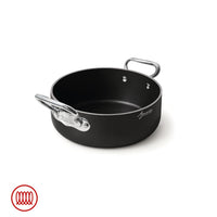 Agnelli AlBlack 1907 Casseruola Bassa Induzione In Alluminio Antiaderente 5mm Con 2 Maniglie Inox