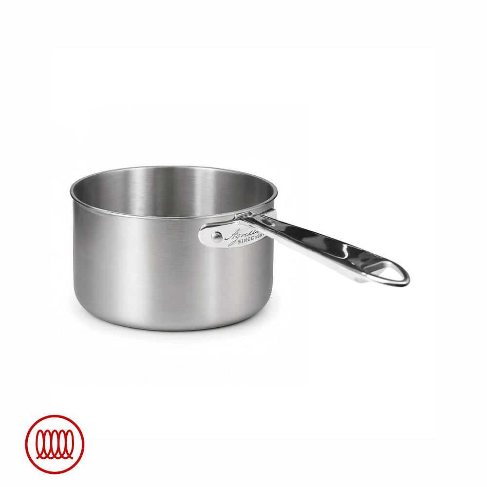 Agnelli Alu-Inox 3-ply Casseruola Alta Induzione Con Manico Tubolare In AluInox Satinato