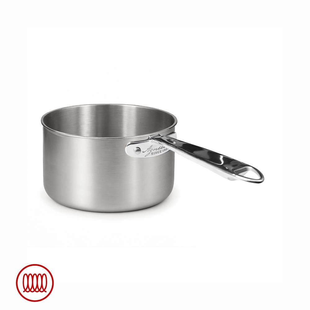 Agnelli Alu-Inox 3-ply Casseruola Alta Induzione Con Manico Tubolare In AluInox Satinato