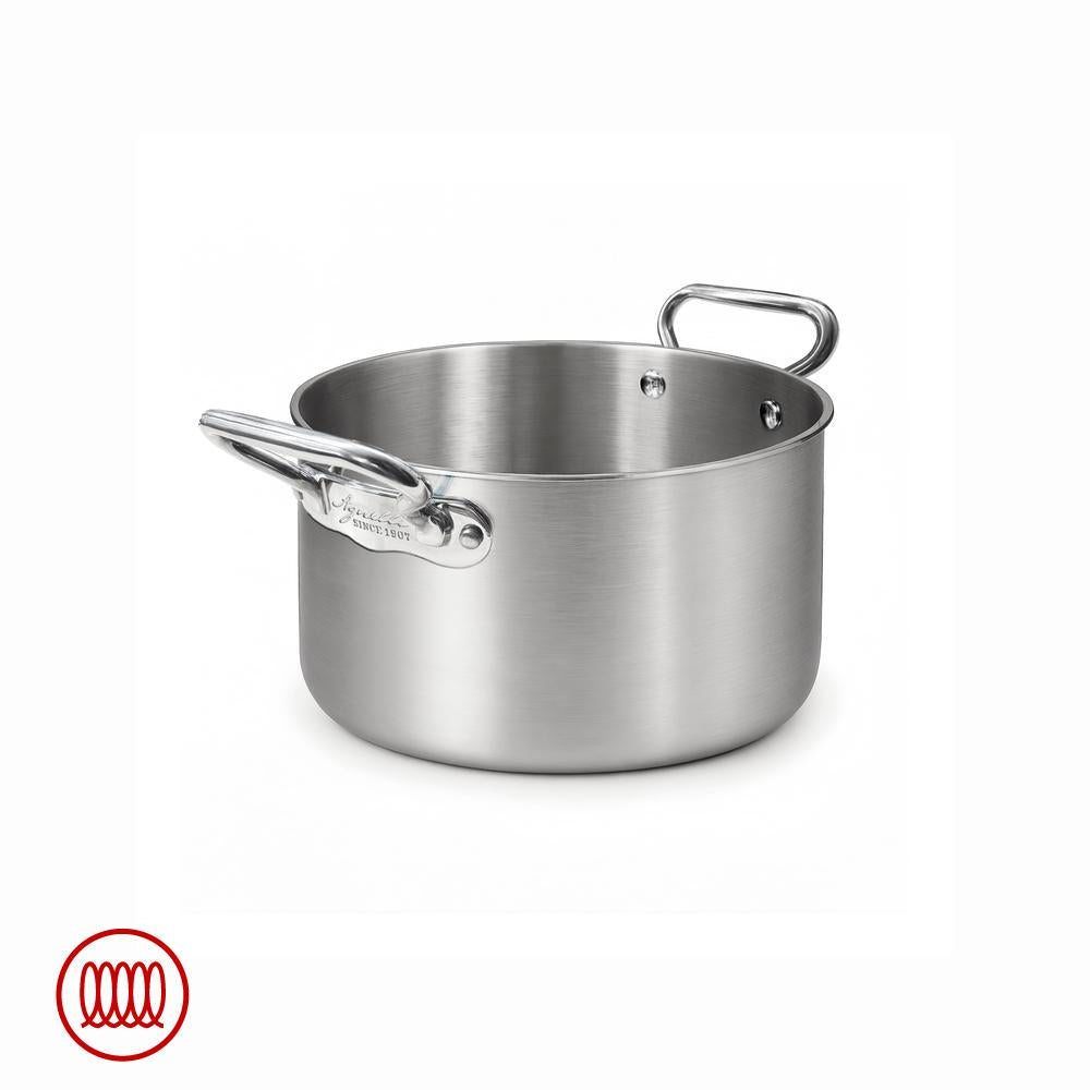 Agnelli Alu-Inox 3-ply Casseruola Alta Induzione Con Due Maniglie In AluInox Satinato