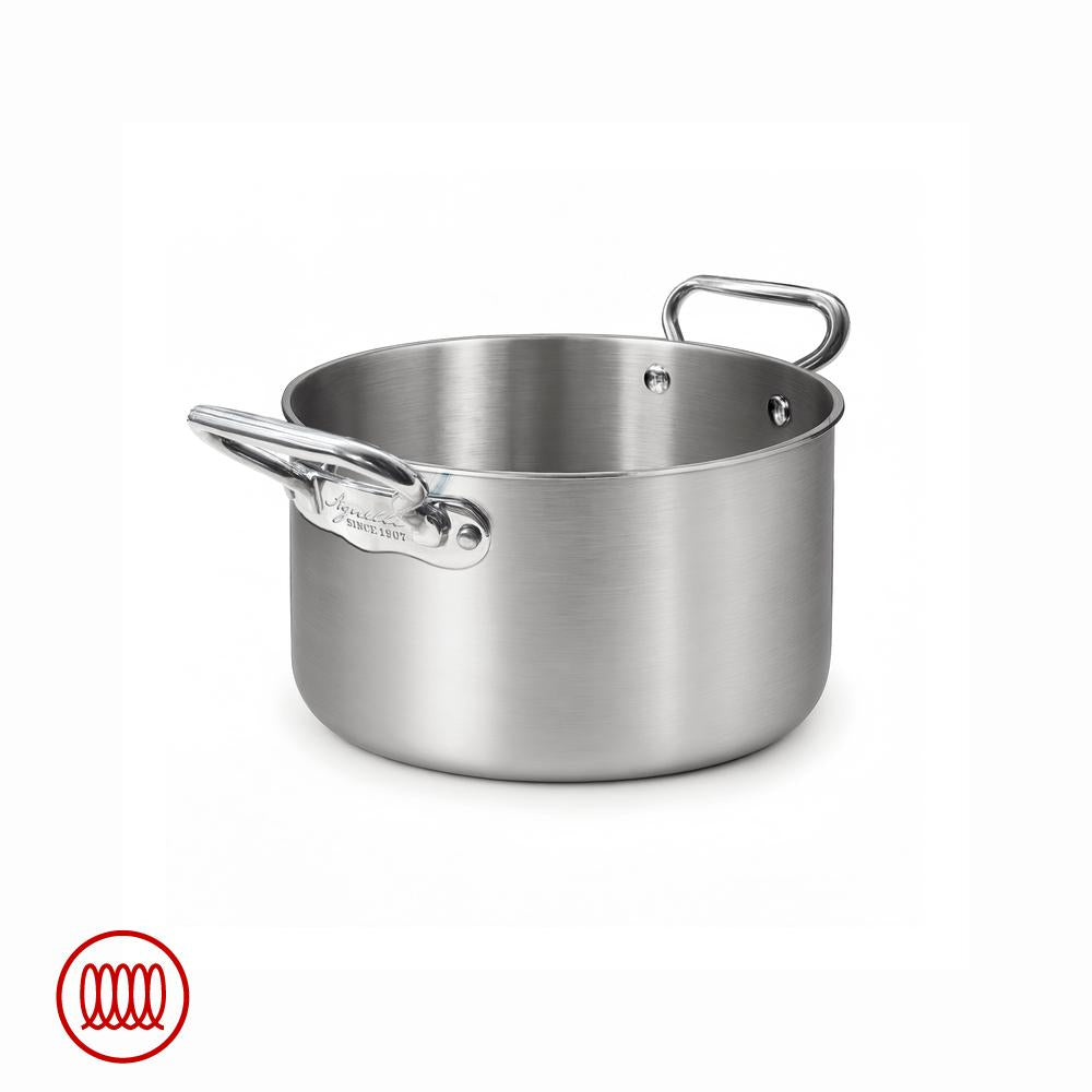 Agnelli Alu-Inox 3-ply Casseruola Alta Induzione Con Due Maniglie In AluInox Satinato