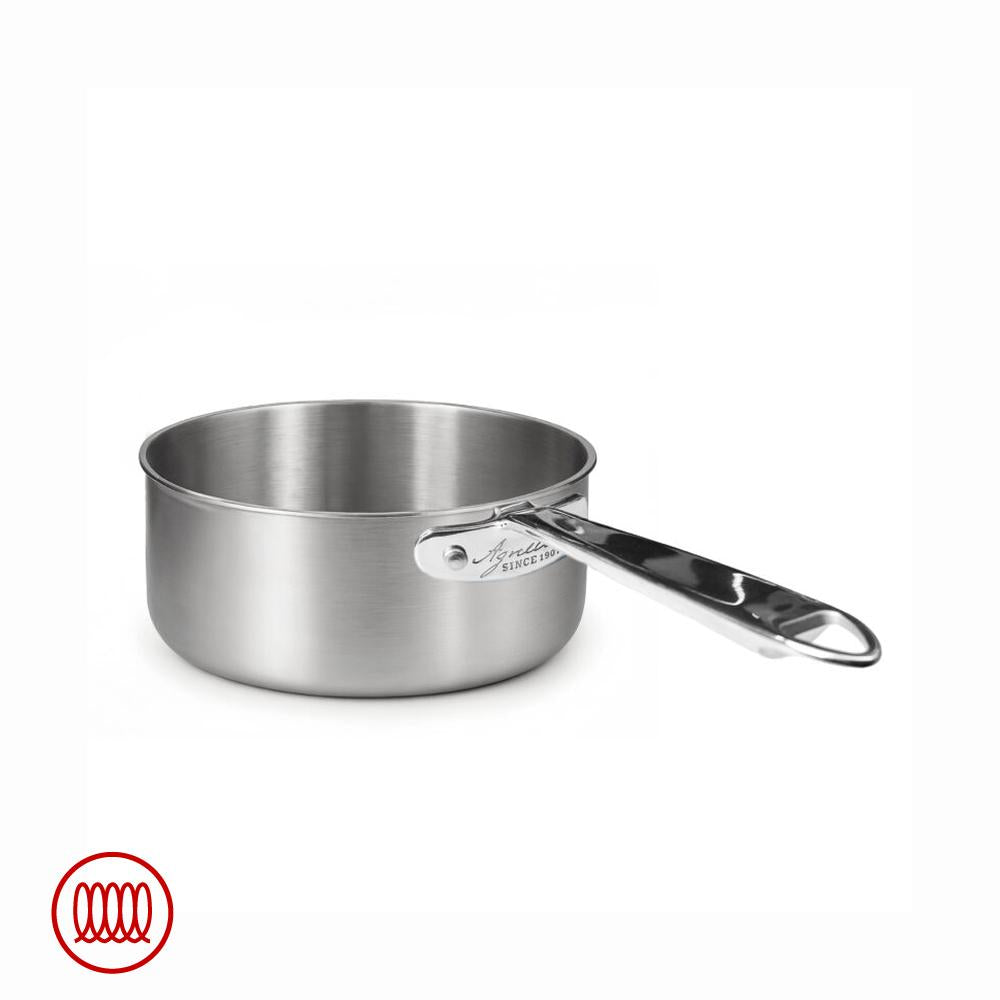 Agnelli Alu-Inox 3-ply Casseruola Bassa Induzione Con Manico Tubolare In AluInox Satinato