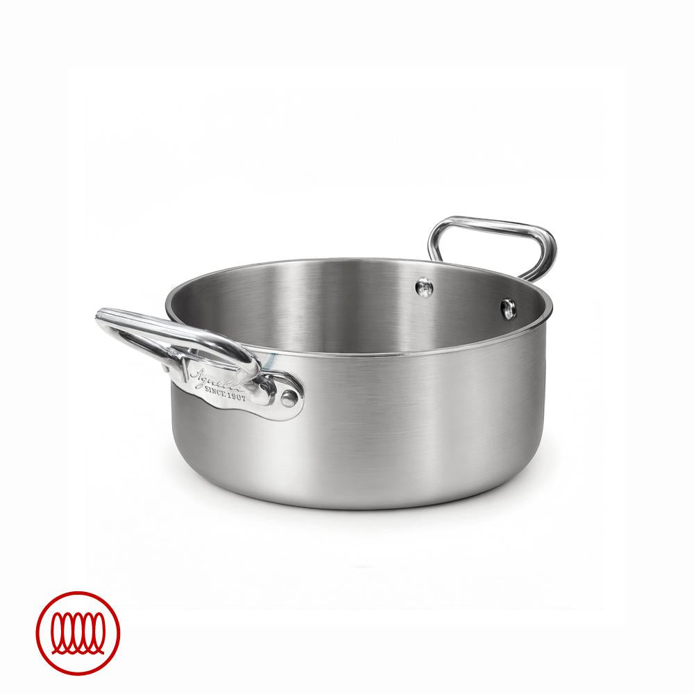 Agnelli Alu-Inox 3-ply Casseruola Bassa Induzione Con Due Maniglie In AluInox Satinato