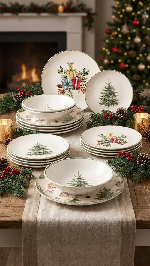 Christmas Carol Ensemble De Vaisselle En Stoneware - Ensemble 18 Pcs