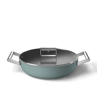 28 cm - Smeg Cookware Tegame Basso Antiaderente Ceramico In Alluminio Con Coperchio