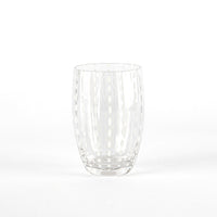 32 cl - Perle Bicchiere Acqua Pallini Bianchi in Vetro - Set 6 Pezzi