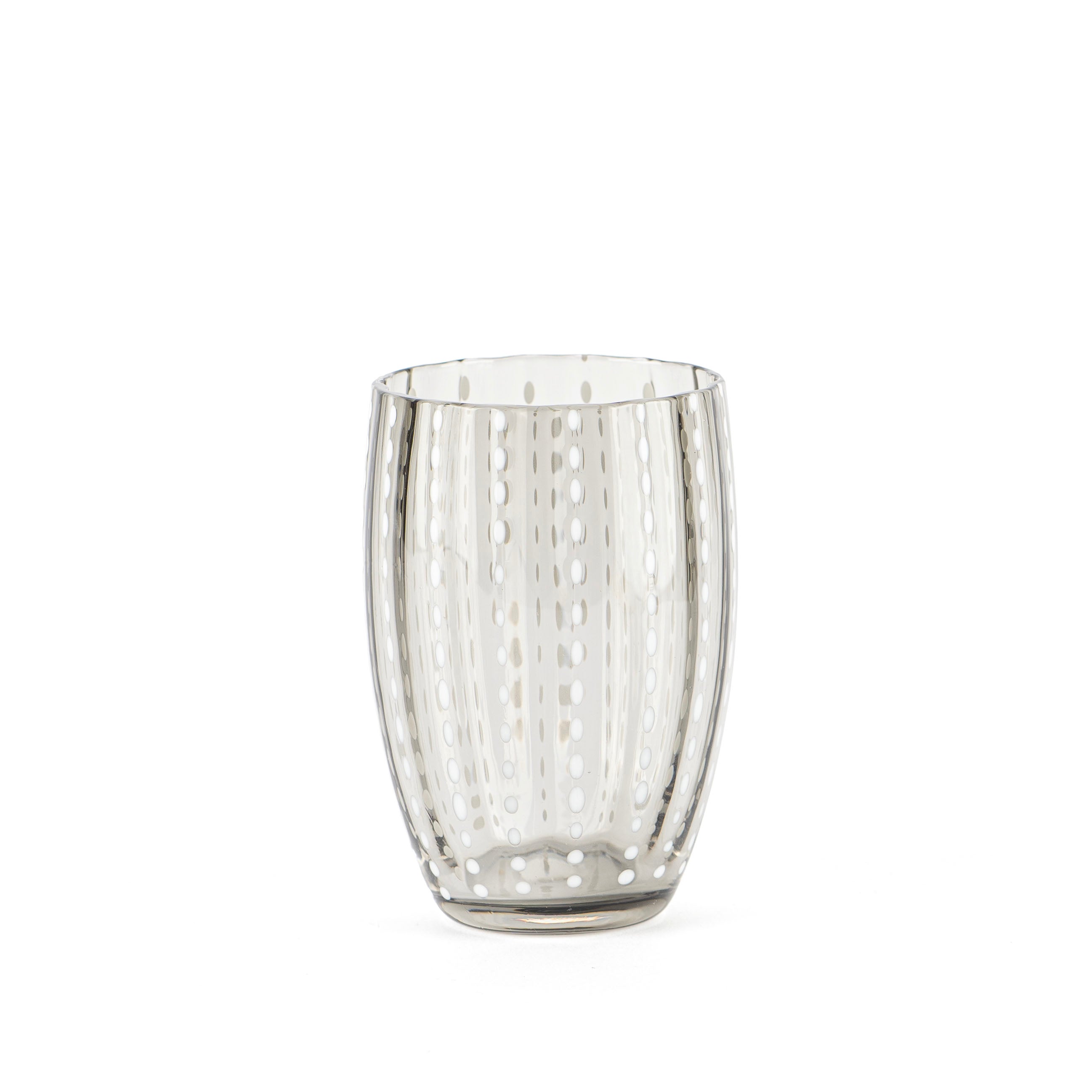 32 cl - Perle Bicchiere Acqua Pallini Bianchi in Vetro - Set 6 Pezzi