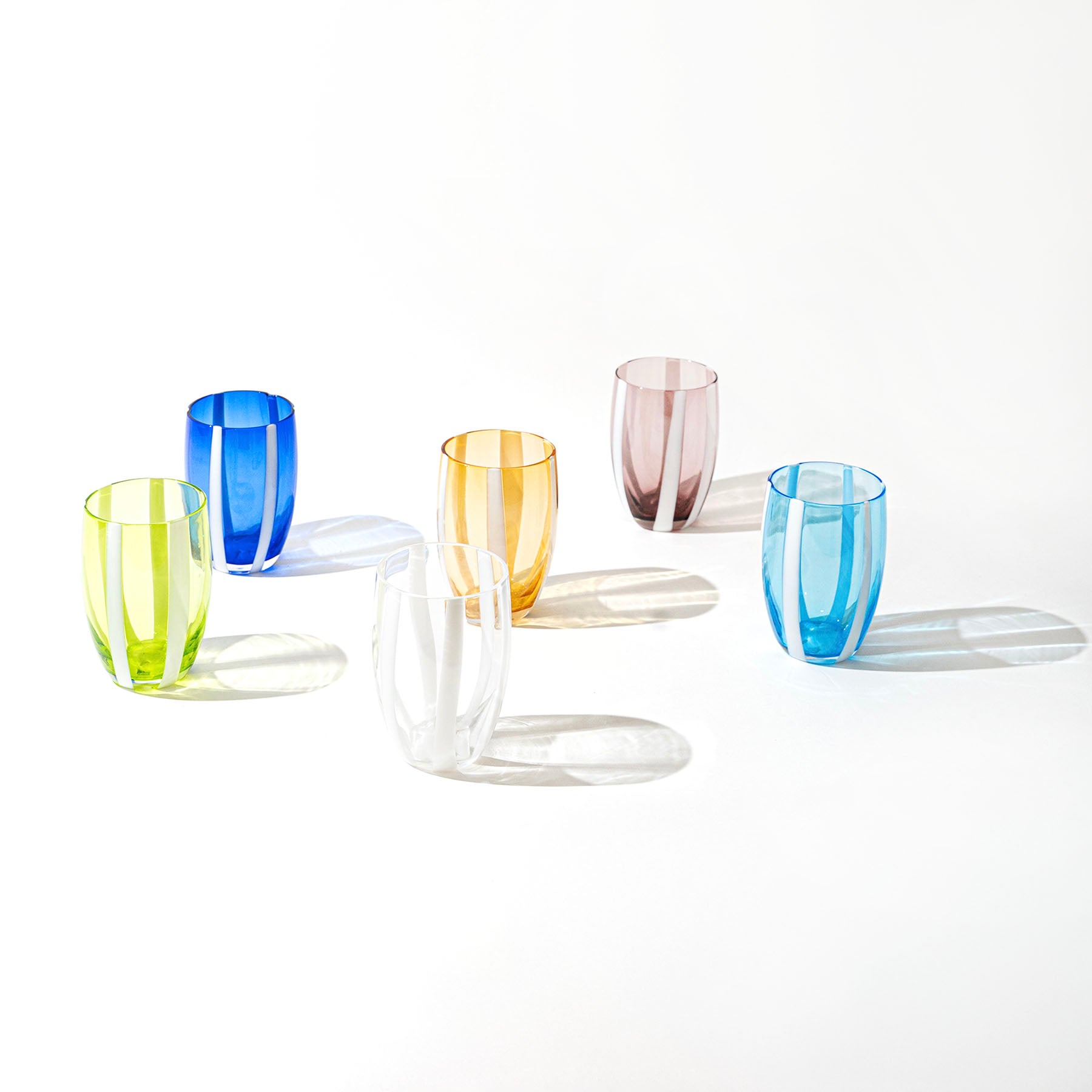 32 cl - Gessato Water Glass with Stripes in Handcrafted Glass - Set 6 Pieces