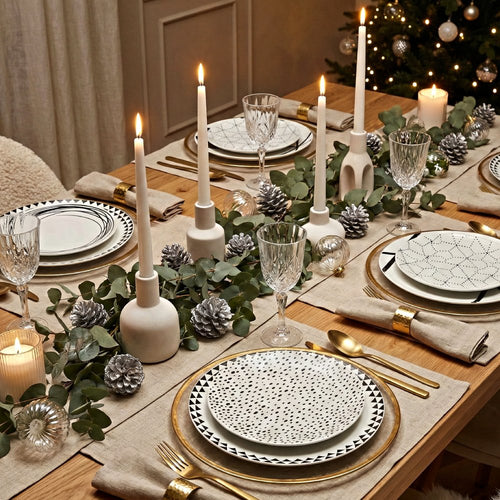 Metropolis Graphic Ensemble De Vaisselle En Porcelaine - Ensemble 18 Pcs