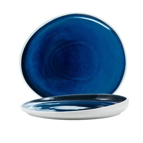 30.5x28 cm - Abyssos Dinner Plate Oblique In Stoneware Set 2 Pz