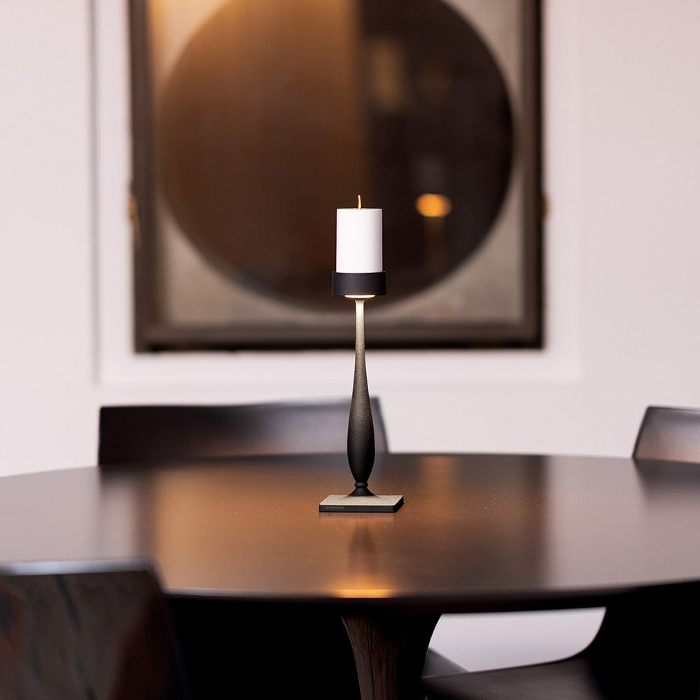 8.7 x H.35.6 cm - Zafferano Perpetua Barocco Lampada Da Tavolo Dimmerabile In Alluminio