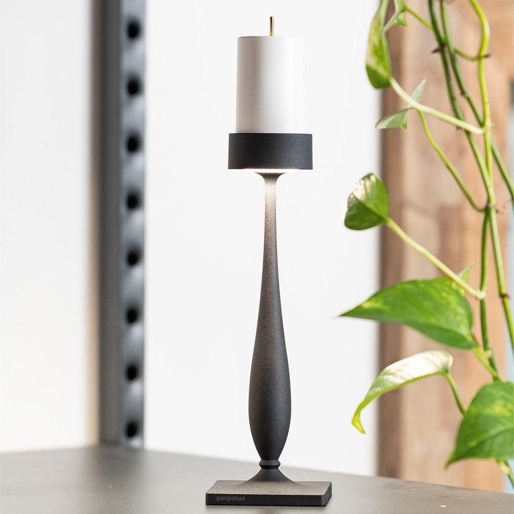 8.7 x H.35.6 cm - Zafferano Perpetua Barocco Lampada Da Tavolo Dimmerabile In Alluminio