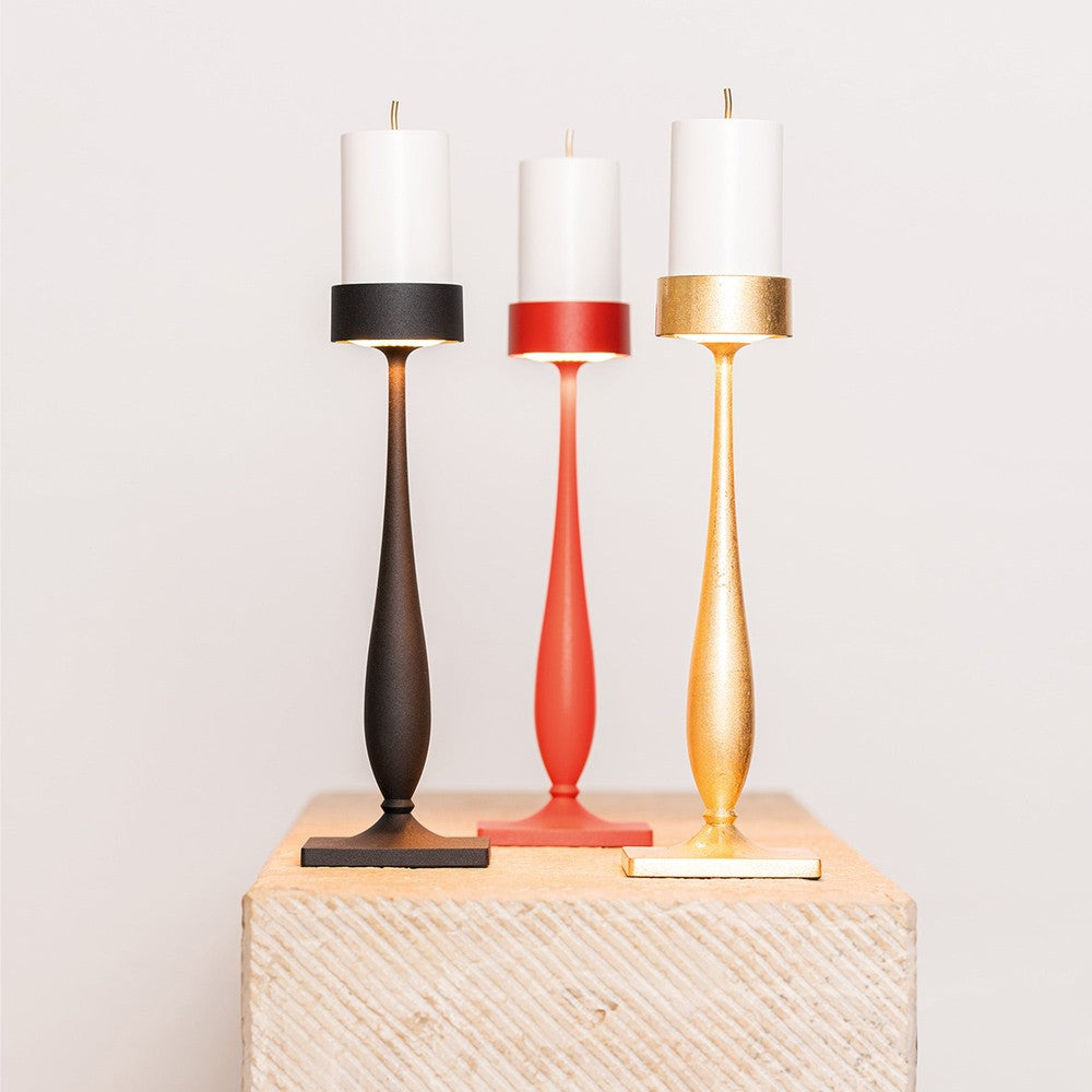 8.7 x H.35.6 cm - Zafferano Perpetua Barocco Lampada Da Tavolo Dimmerabile In Alluminio