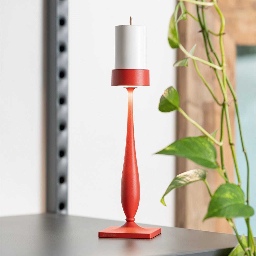 8.7 x H.35.6 cm - Zafferano Perpetua Barocco Lampada Da Tavolo Dimmerabile In Alluminio