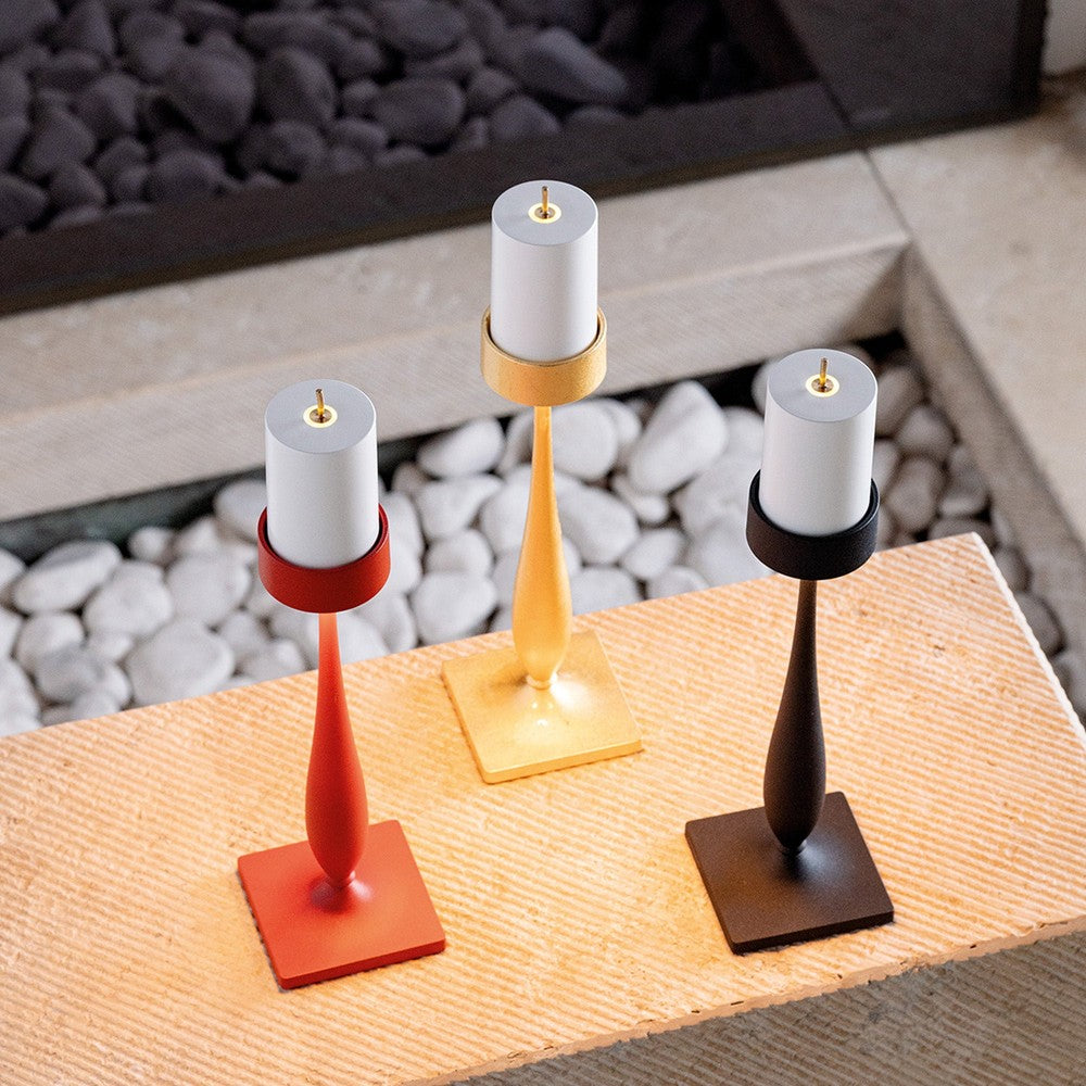 8.7 x H.35.6 cm - Zafferano Perpetua Barocco Lampada Da Tavolo Dimmerabile In Alluminio