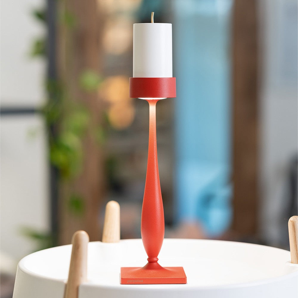 8.7 x H.35.6 cm - Zafferano Perpetua Barocco Lampada Da Tavolo Dimmerabile In Alluminio