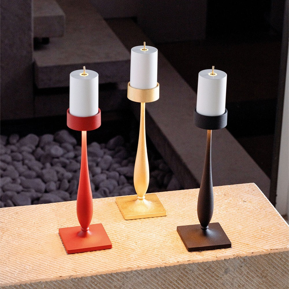 8.7 x H.35.6 cm - Zafferano Perpetua Barocco Lampada Da Tavolo Dimmerabile In Alluminio