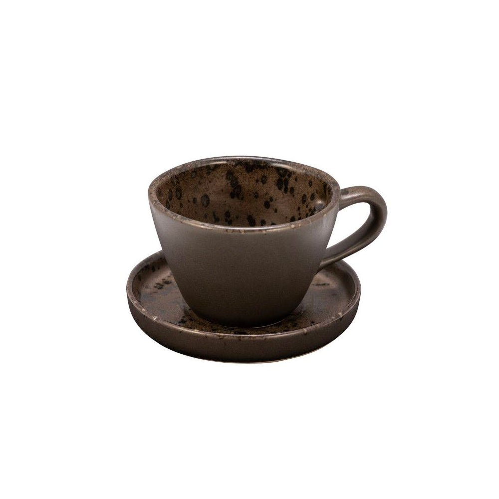 23 cl - Phobos Tasse À Cappuccino Avec Soucoupe En Grès Ensemble 6 Pz