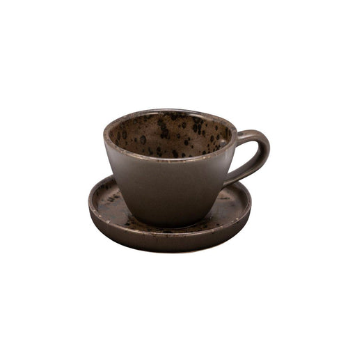 23 cl - Phobos Tazza Cappuccino Con Piattino In Stoneware Set 6 Pz