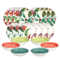Madison Tropicalia Servizio Piatti Decorato In Porcellana Set 18 Pz