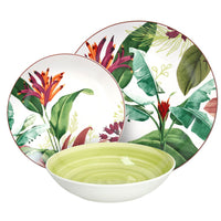 Madison Tropicalia Servizio Piatti Decorato In Porcellana Set 18 Pz