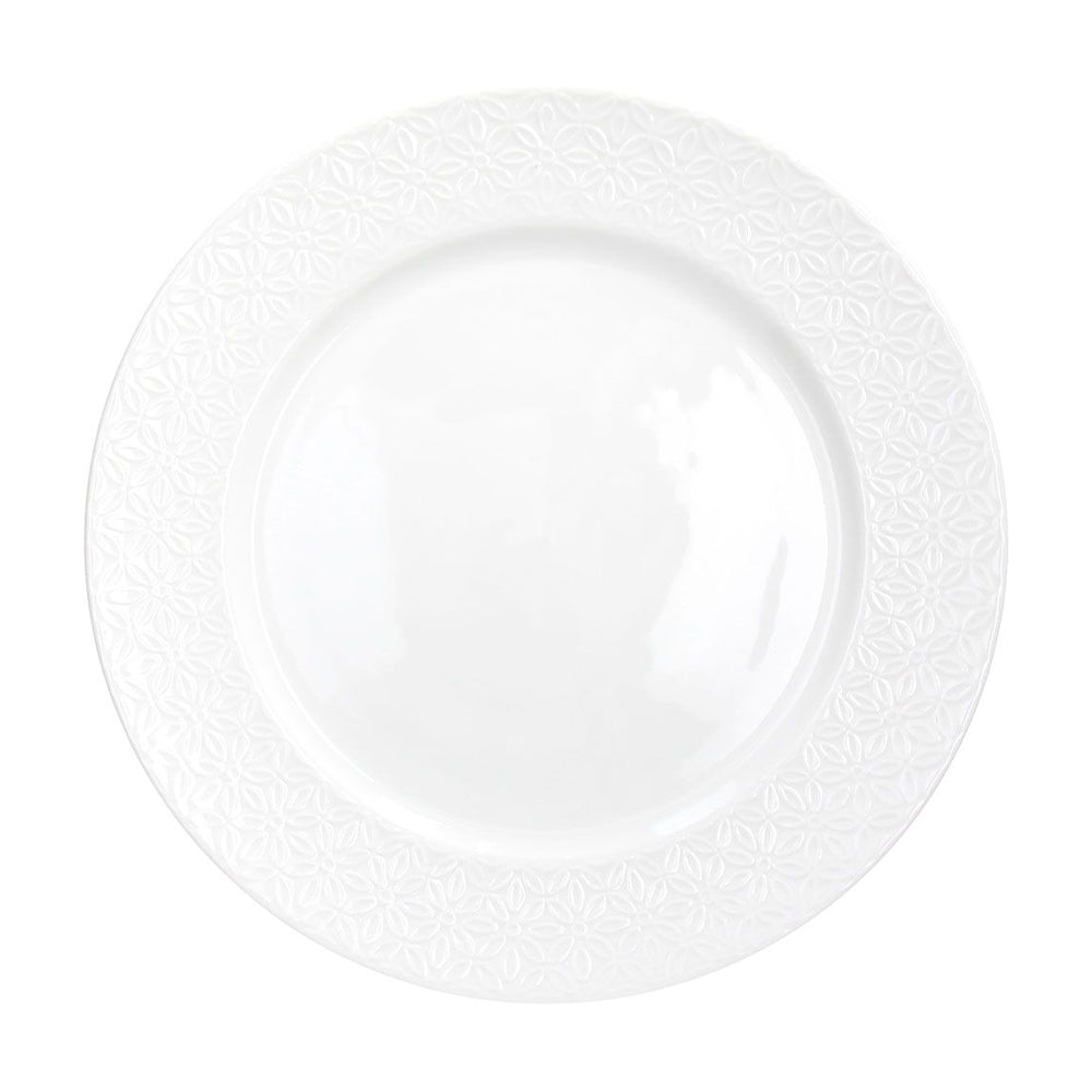 27.5 cm - Tognana Margaret Piatto Piano Con Bordo in Rielievo In Porcellana Set 6 Pz