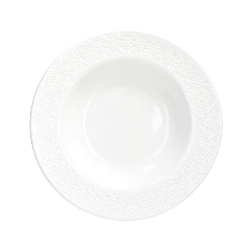 22 cm - Tognana Margaret Piatto Fondo Con Bordo in Rielievo In Porcellana Set 6 Pz