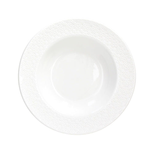 22 cm - Tognana Margaret Piatto Fondo Con Bordo in Rielievo In Porcellana Set 6 Pz