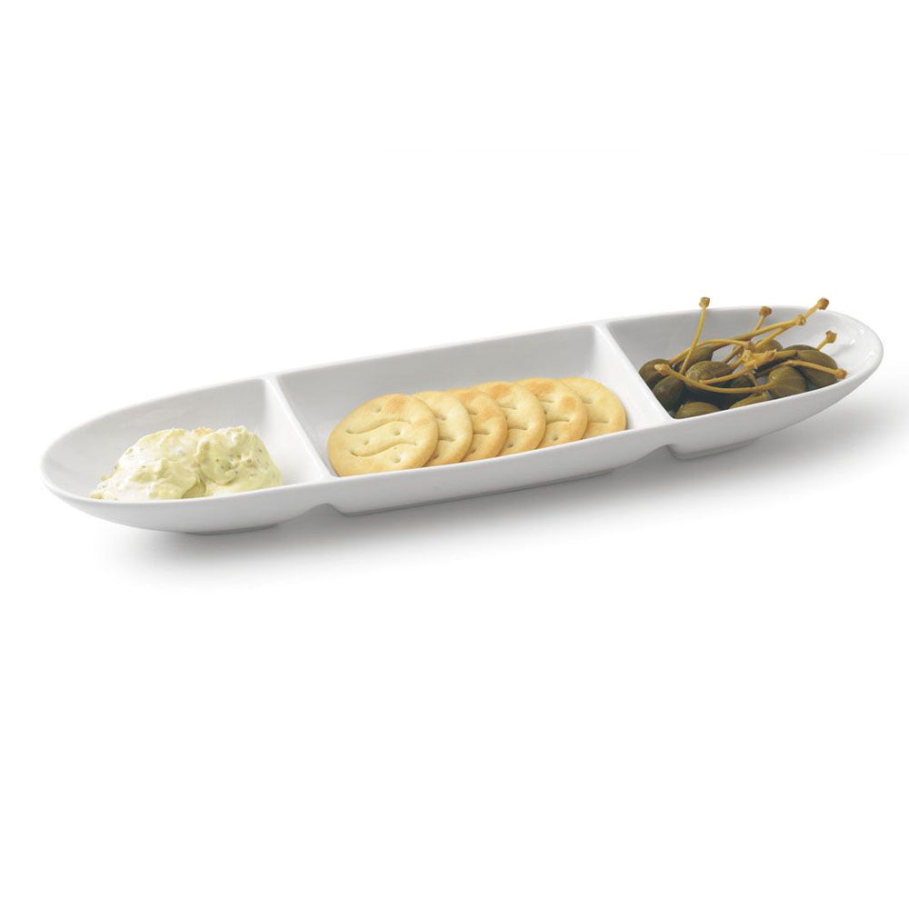 36 x 9 cm - Tognana Party Antipastiera 3 Scomparti In Porcellana Set 6 Pz