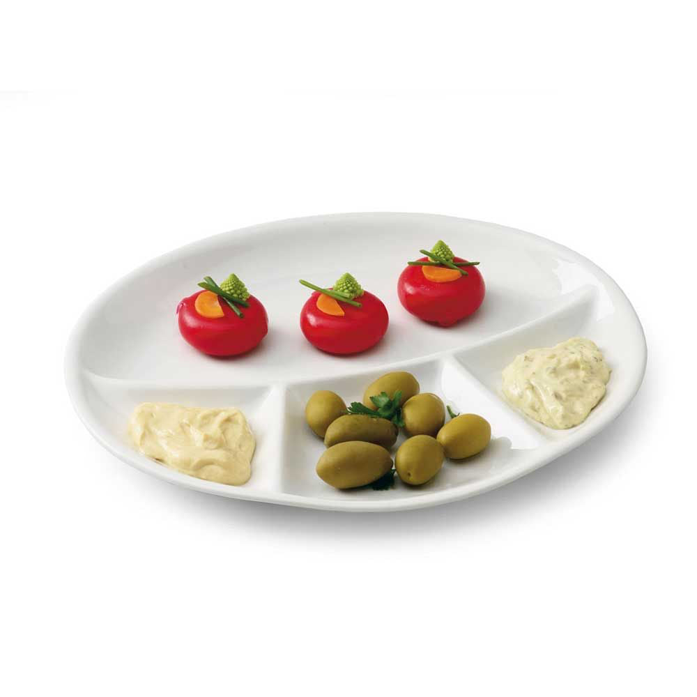 28 x 24 cm - Tognana Party Piatto Fonduta Ovale In Porcellana Set 6 Pz