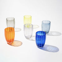 32 cl - Perle Bicchiere Acqua Pallini Bianchi in Vetro - Set 6 Pezzi