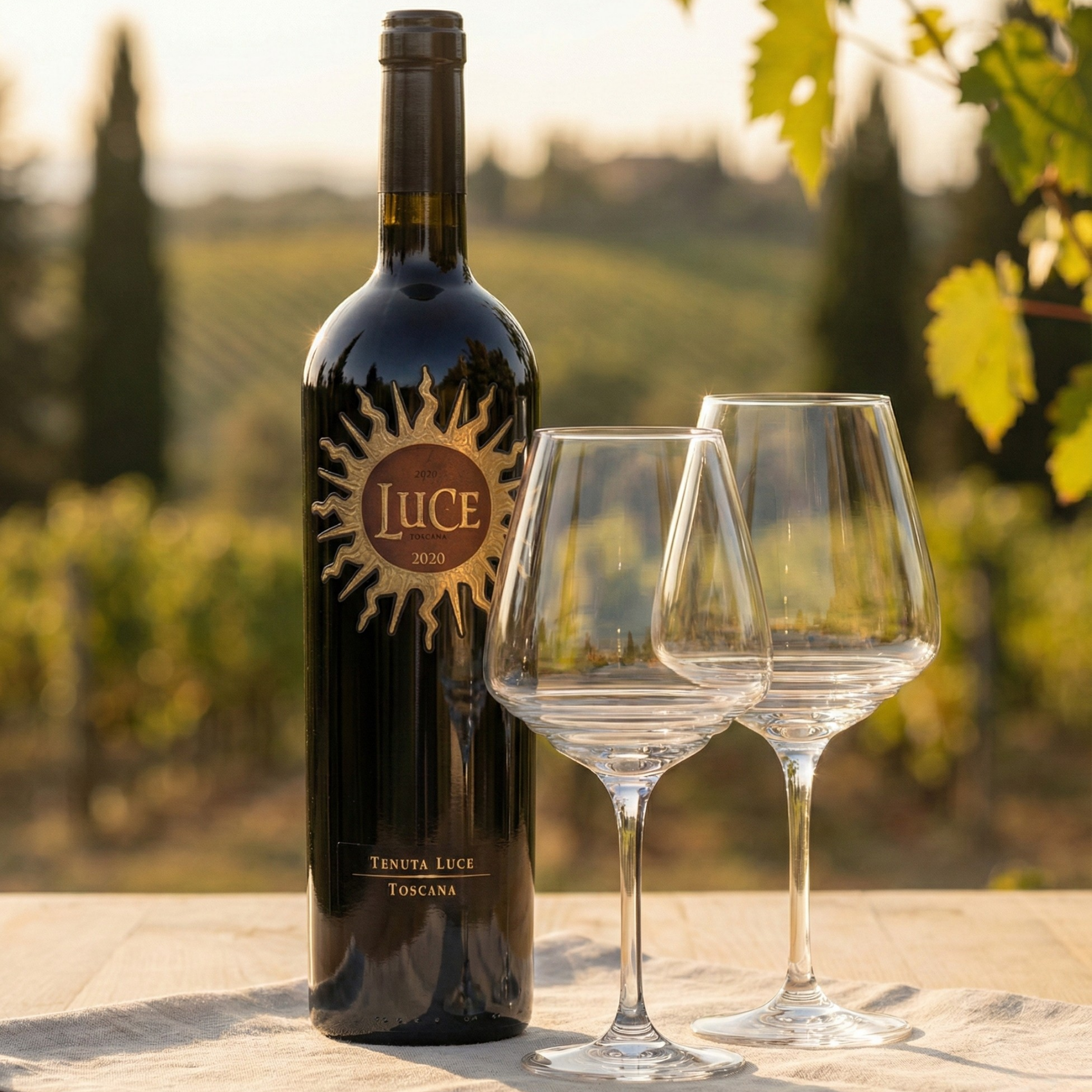 LUCE 2020 Toscana IGT + 2 Verres à Vin Rouge Saffron New Experiences 80 cl