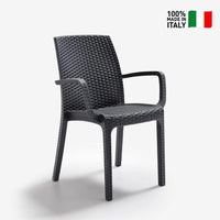 Bica Verona Rattan Sedia da Esterno Con Braccioli Impilabile In Polipropilene
