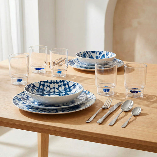 Zafferano Teca Mare (Assorted Designs) + Tognana Porcelain Dinner Set + Sambonet Stainless Steel Cutlery