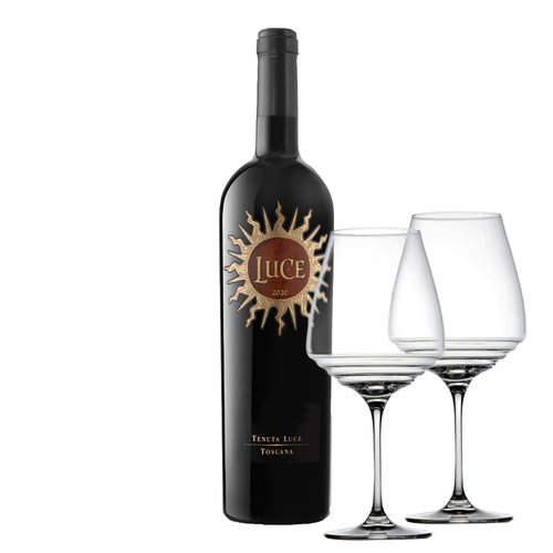 LUCE 2020 Toscana IGT + 2 Verres à Vin Rouge Saffron New Experiences 80 cl
