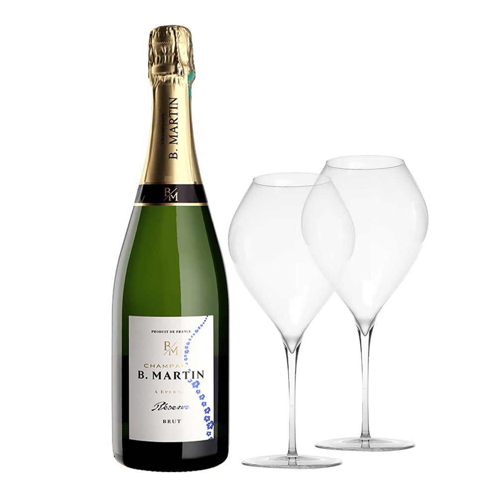 Champagne AOC Riserva B. Martin + 2 Zafferano Ultralight 82 cl glasses