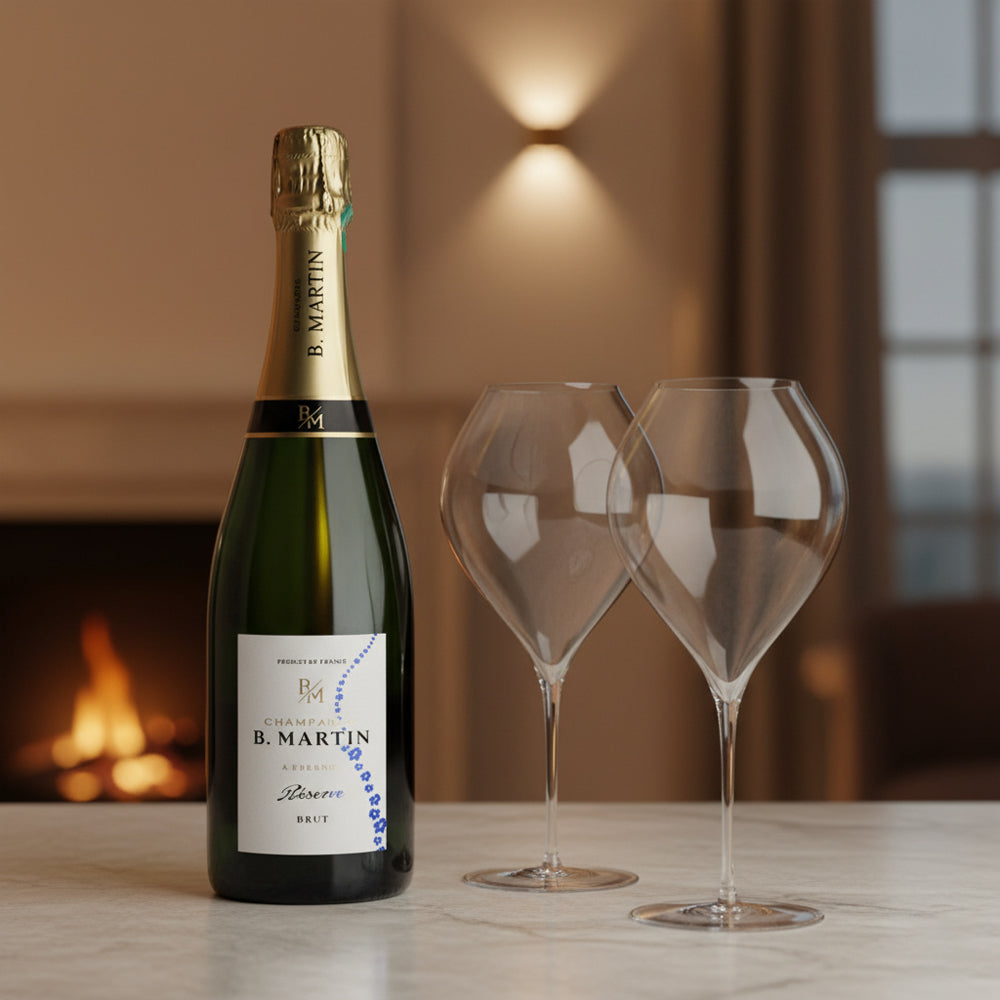 Champagne AOC Riserva B. Martin + 2 Zafferano Ultralight 82 cl glasses