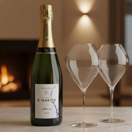 Champagne AOC Riserva B. Martin + 2 Zafferano Ultralight 82 cl glasses