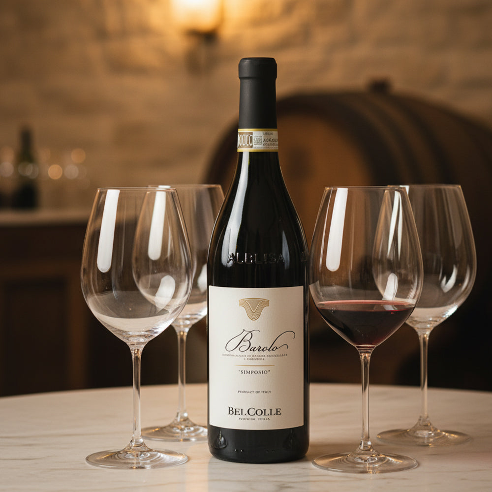 Simposio Barolo DOCG 2021 + 4 Riedel Wine Friendly 99.5 cl glasses