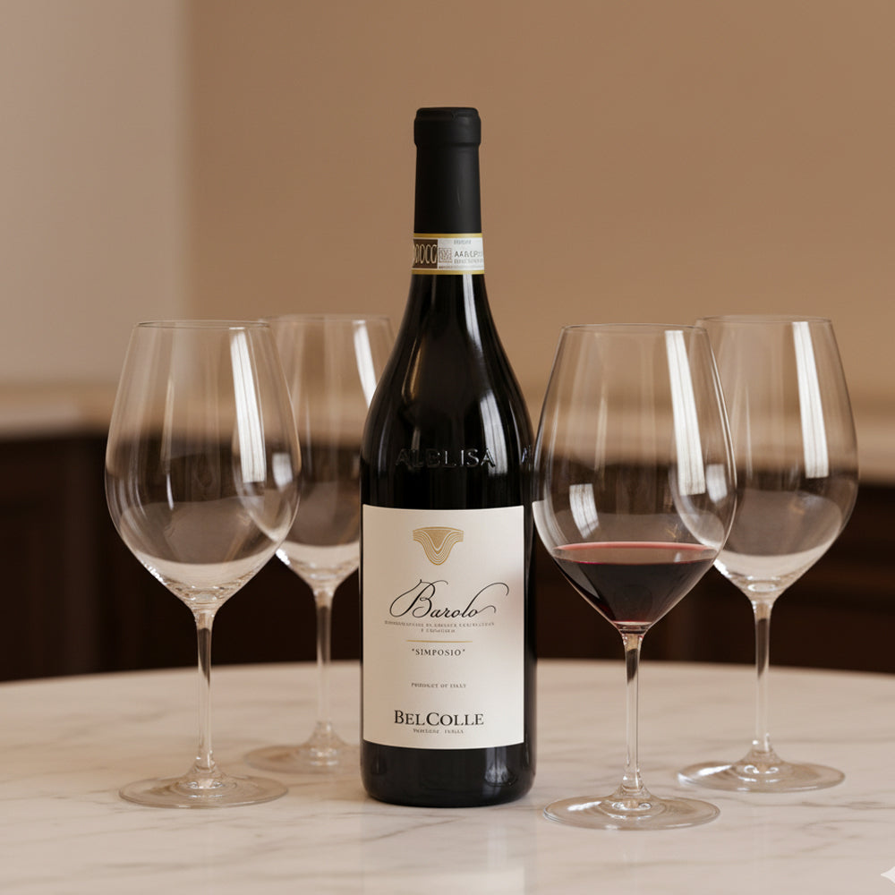 Simposio Barolo DOCG 2021 + 4 Riedel Wine Friendly 99.5 cl glasses