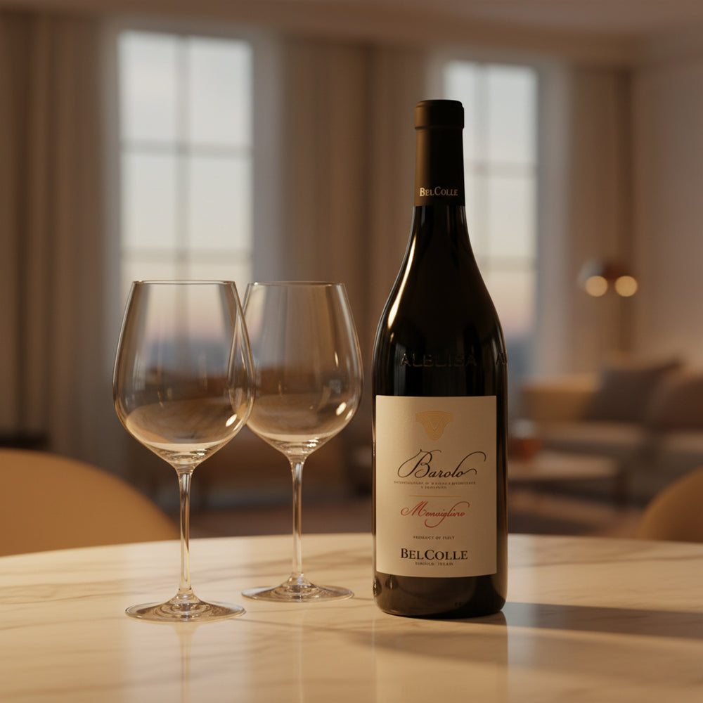 Monvigliero Barolo DOCG 2021 Bel Colle + 6 Rode Wijn Glazen Atelier 80 cl