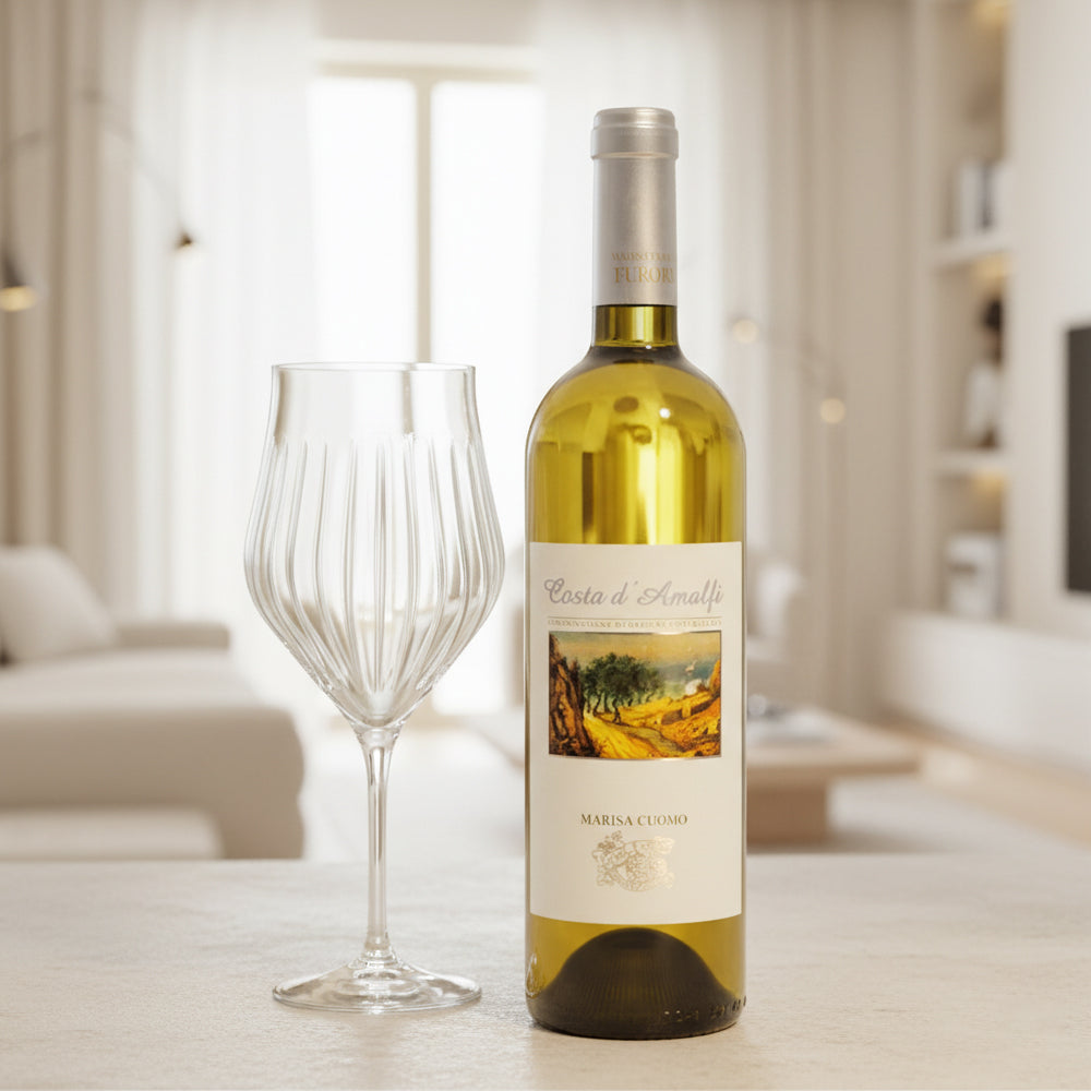 Bianco Costa d’Amalfi DOC 2024 Marisa Cuomo + 6 Calici Vino Bianco Timeless 45 cl