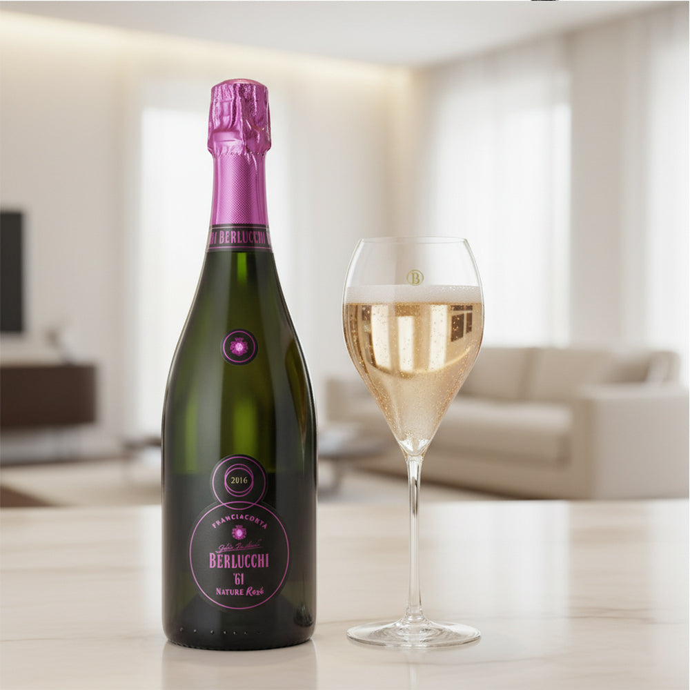 61 Nature Rosé Franciacorta DOCG 2016 Cantine Berlucchi + 6 Calici Franciacorta Vino Bianco 42 cl
