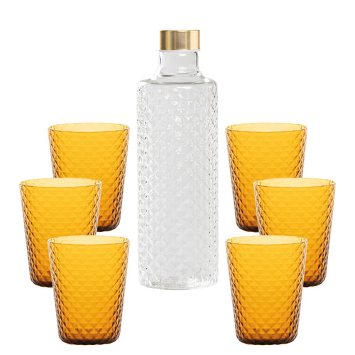Isolano Set Bicchieri e Bottiglia In Vetro Borosilicato - Set 7 Pz