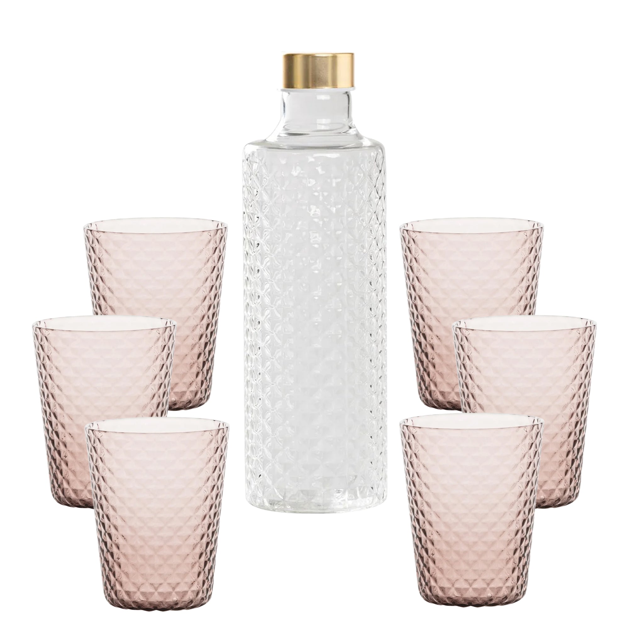 Isolano Set Bicchieri e Bottiglia In Vetro Borosilicato - Set 7 Pz